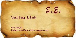 Sallay Elek névjegykártya